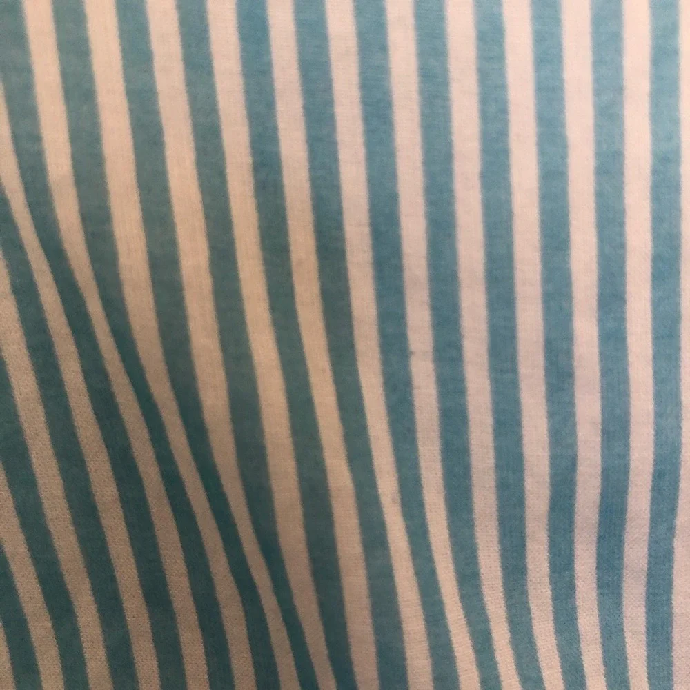 Zara Striped Ruffle Blouse Womens Small Teal‎ White Sleeveless Button Up - Picture 8 of 10